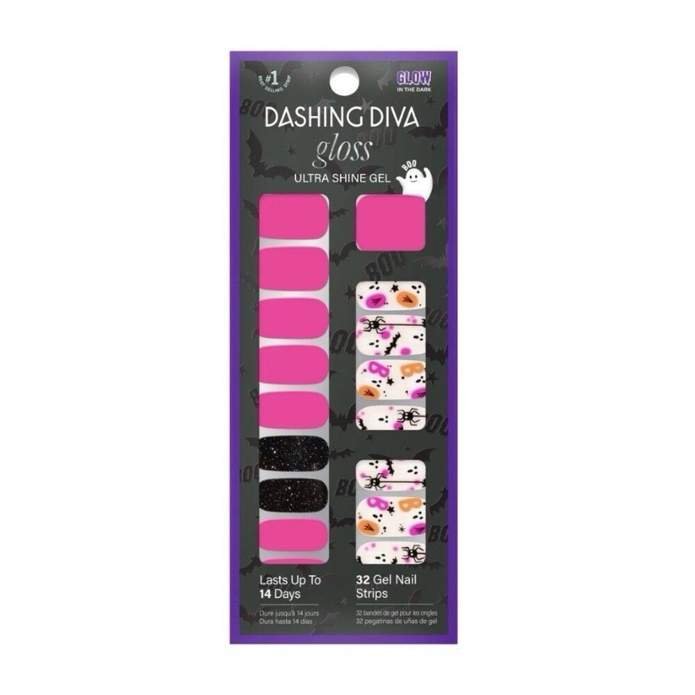 Dashing Diva Gloss Gel Glow Nail Strips Halloween Edition "The Friendly Ghost"